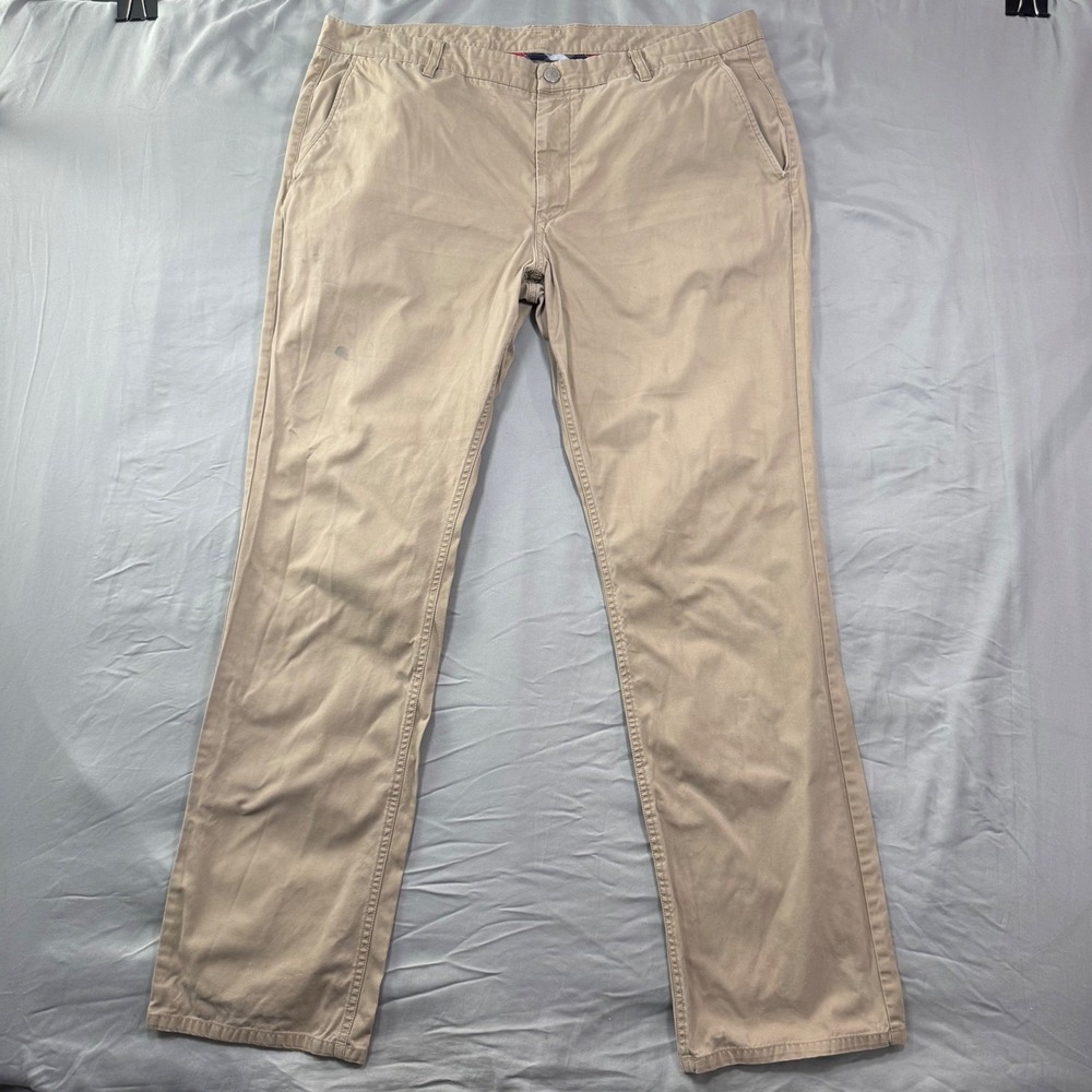 BONOBOS Chinos Khaki Pants Straight Fit Mens 40x34 (Fits 40x32.5) Casual Stretch